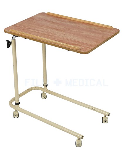 Small Over Bed Table  Lightweight  Cream Frame And Wheels